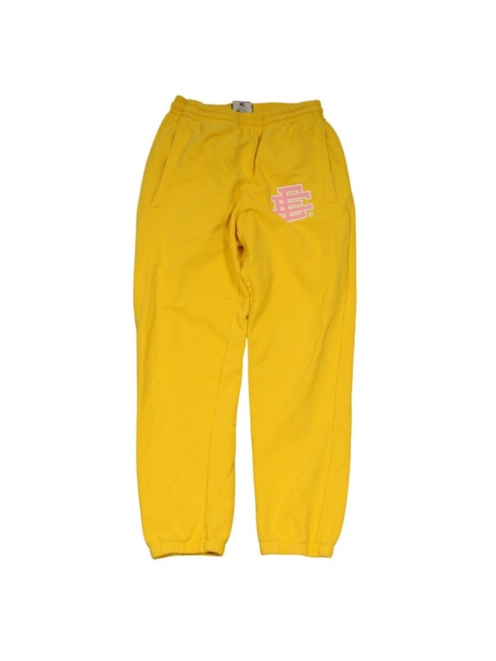 Eric Emanuel EE Basic Sweat Pants Size Medium Yellow Pink Logo 100% Cotton
